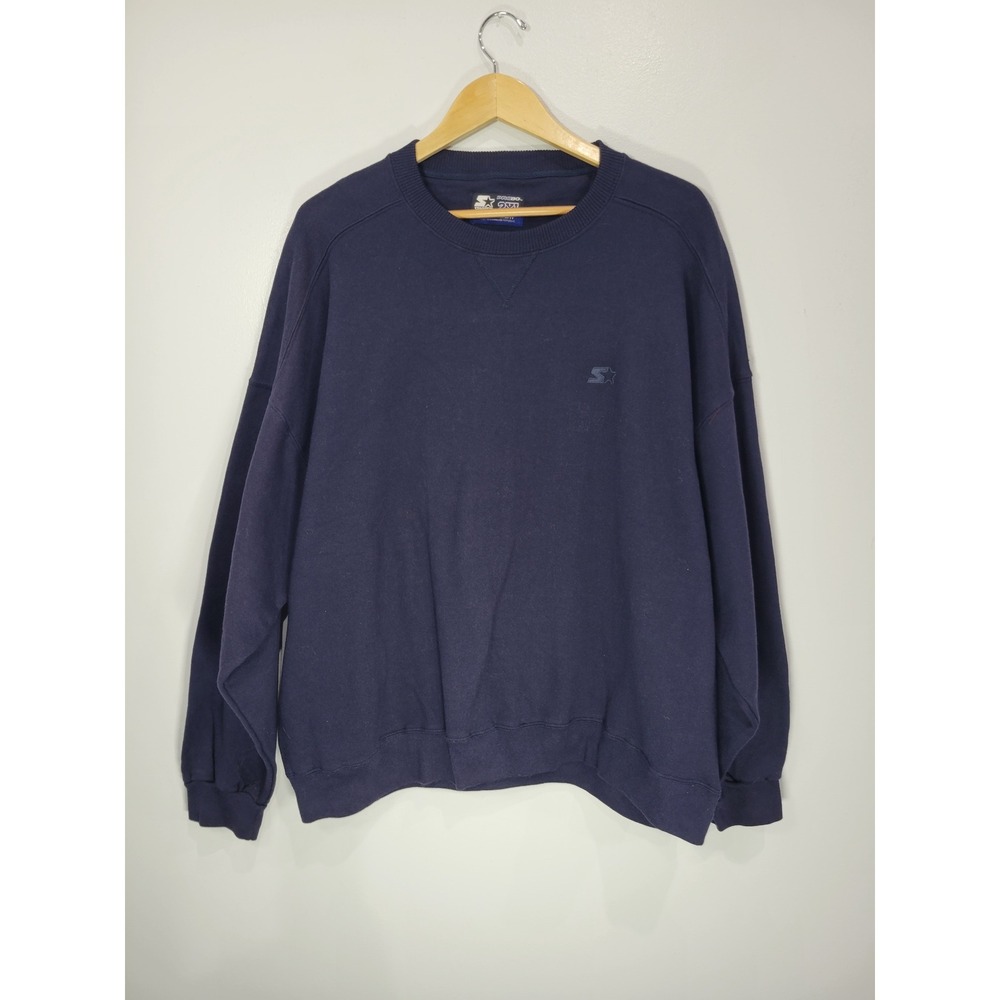 Starter Pro 80 Heavyweight Sweatshirt Mens 2XL Navy Blue Crewneck Fleece Logo